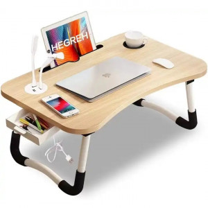 Masa pentru Laptop plianta din MDF, dimensiune 60 x 39,5 cm, cu USB, lampa si ventilator - Img 1
