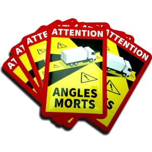 Set 10 buc. sticker autocolant "Unghi Mort", Eticheta Autocolanta "ANGLES MORTS" pentru camioane, dimensiune 17 x 25 cm - Img 2