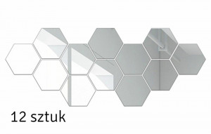 Set 12 panouri autocolante hexagonale oglinda de perete, model Ambiance Mirror, dimensiuni 15,5 x 17,5 cm