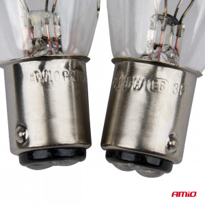 Set 2 becuri cu halogen, soclu P21, 5W, BAY15D, alimentare 12V - Img 3