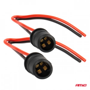 Set 2 socluri bec T10, W5W, W3W, cu mufe din cauciuc si cabluri siliconate - Img 2