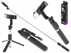 Set 3in1, Selfie Stick cu Lampa LED si Trepied, conectare Bluetooth, alimentare USB - Img 5