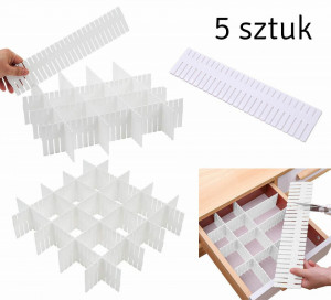 Set 5 separatoare de sertare, modulare, din plastic pentru cosmetice, sosete sau lenjerie intima - Img 2