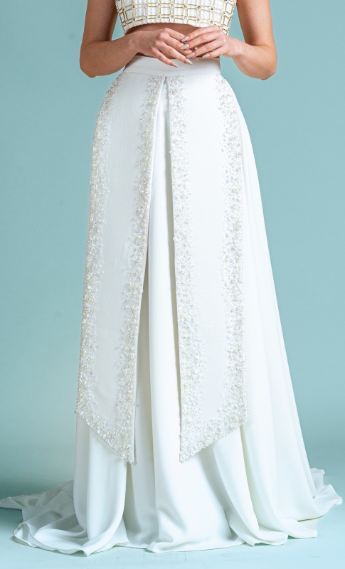Elegant handmade crepe fota with precious inserts Isadora