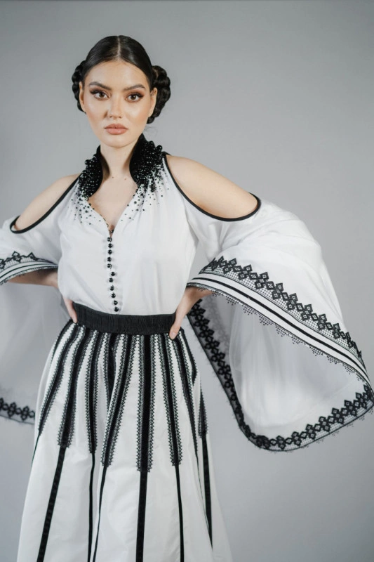 Elegant off-the-shoulder Romanian Blouse - Adeona