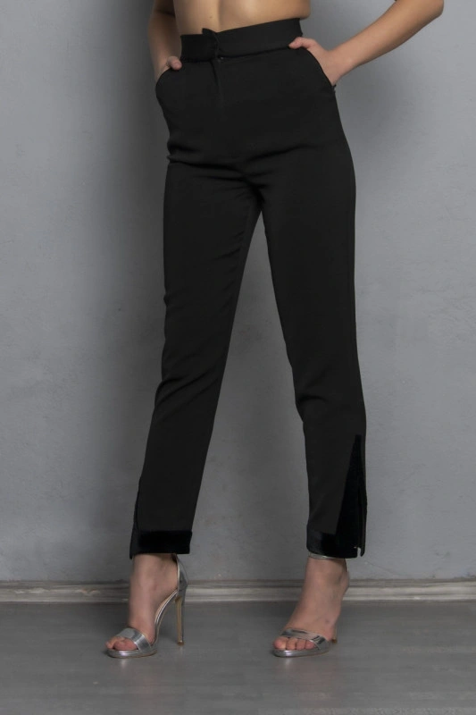 Pantaloni pana cu manseta de catifea Paula
