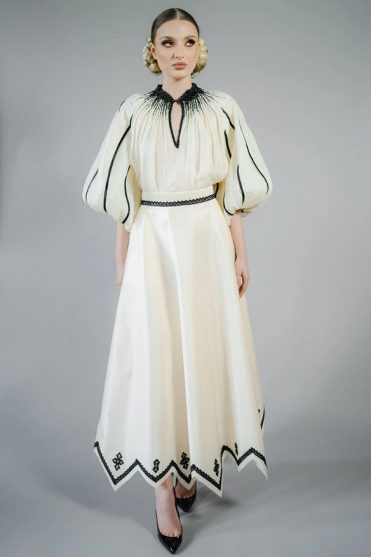 Taffeta skirt with knitted corners - Salma