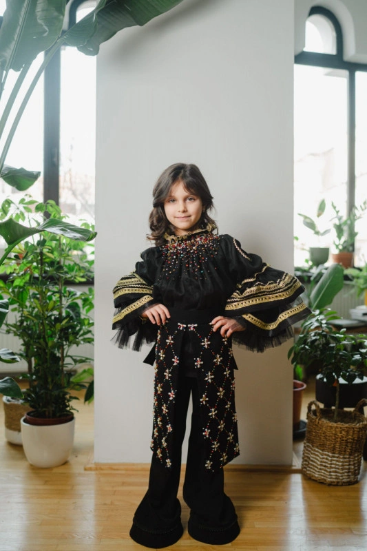 Romanian skirt with brocade border - Ingrid