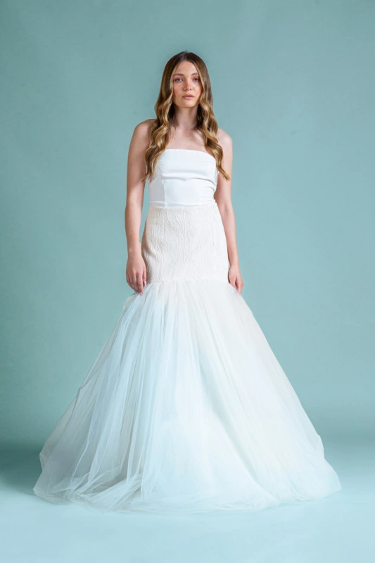 Long mermaid skirt with soft tulle ruffles Atena