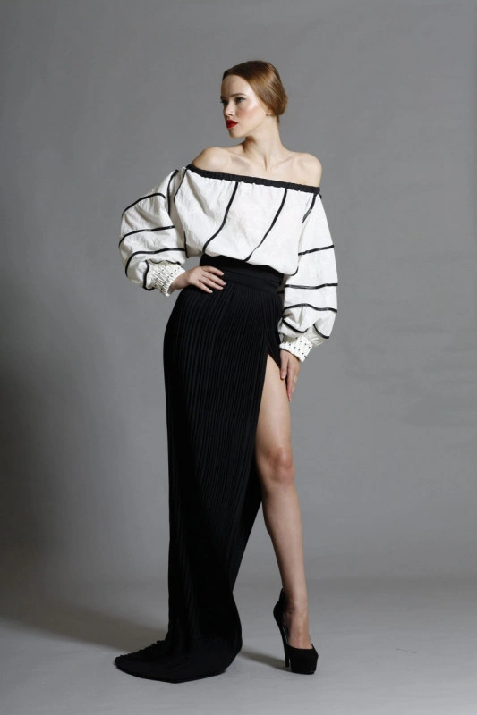 Bluza din bumbac cu umeri goi tip ie Anemone