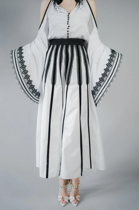 Taffeta skirt with velvet and cotton accents - Persida