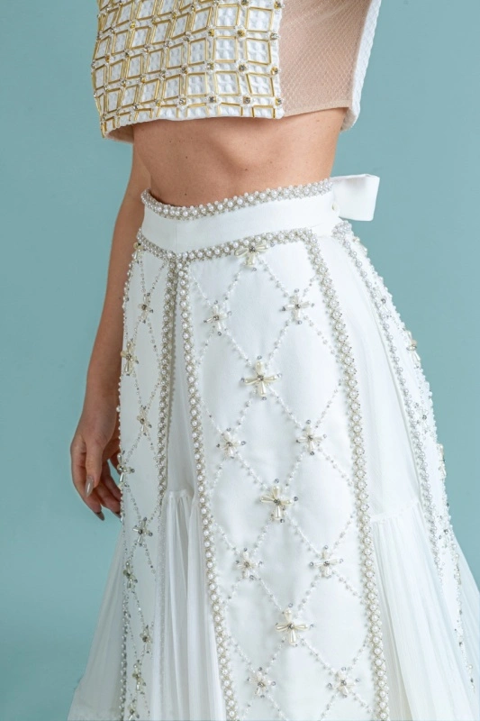 Double bridal fota with precious beadwork and traditional inspiration Caliope