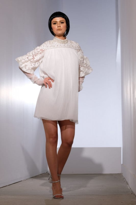Rochie eleganta din tulle plisat umeri lucrati manual cu pietre si margele pretioase Hera