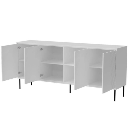 COMODA, CAMA-ABI-COMODA-BI/BI 200CM, DIN PLACI LAMINATE SI MDF, ALB MAT, DESIGN MODERN