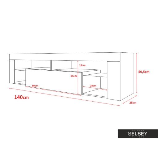 COMODA TV HUGO ALB 140CM DESIGN MODERN