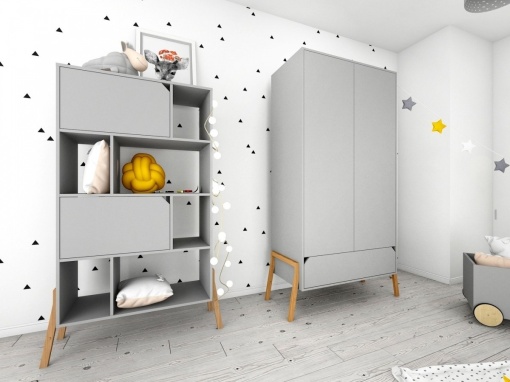 DULAP CU 2 USI PENTRU CAMERA BEBELUSI LOTTA GRI DESIGN SCANDINAV BA