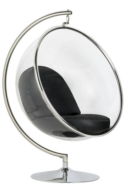 FOTOLIU EXCLUSIVIST BUBBLE STAND, NEGRU/TRANSPARENT/CROM, DIN ACRIL SI PIELE ECOLOGICA, STIL MODERN, B2