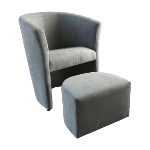 FOTOLIU ROSE, DE CLUB CU TABURET, GRI, DIN TEXTIL, STIL MODERN, TK
