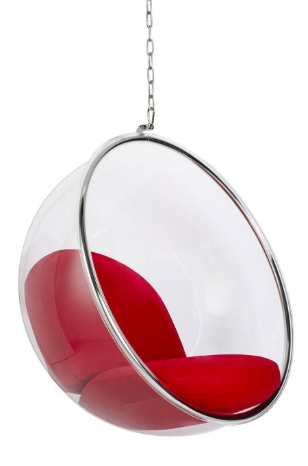 FOTOLIU SUSPENDAT BUBBLE, ROSU/TRANSPARENT/CROM, DIN ACRIL SI CASMIR, STIL MODERN, B2