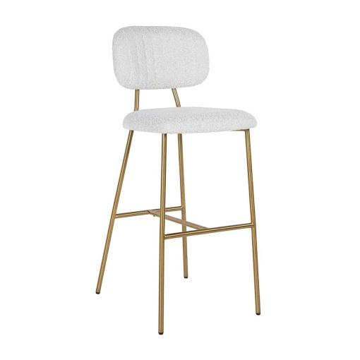 SCAUN DE BAR XENIA WHITE BOUCLÉ 79 ALB/AURIU, CU TAPITERIE DIN TEXTIL, B2
