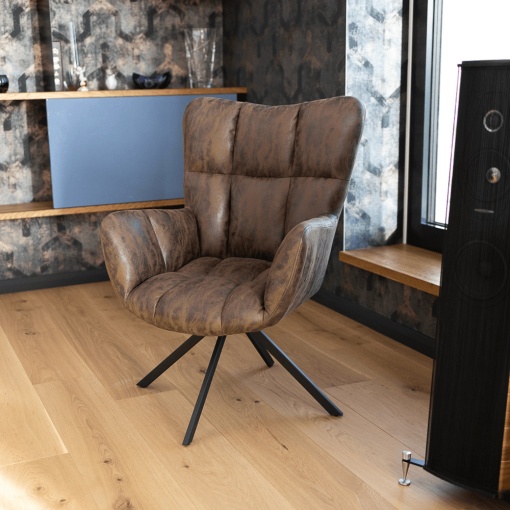 SCAUN DE DESIGN KOMODO, ROTATIV, MARO/NEGRU, DIN TESATURA EFECT PIELE INTOARSA SI METAL, STIL MODERN, TK