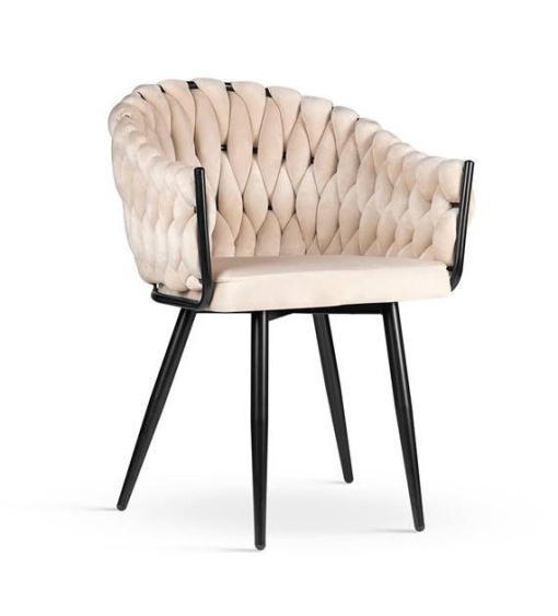 SCAUN DINING ZEPHYR, BEJ/NEGRU, TAPITERIE DIN CATIFEA SI PICIOARE DIN METAL, STIL MODERN, ATR
