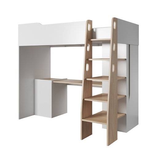 SET DORMITOR TINERET BUBU ALB MAT/FAG - DESIGN MODERN
