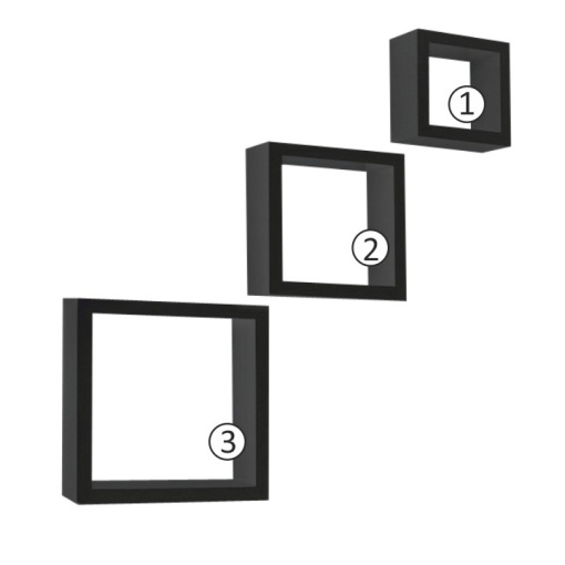SET RAFTURI KVADRO NEW DR-WS-6103, 3 BUCATI, NEGRU, DIN MDF INFOLIAT, STIL MODERN, TK