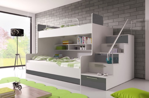 SISTEM MODULAR PENTRU CAMERA COPII ALB/GRI RAJ2 KM DESIGN MODERN