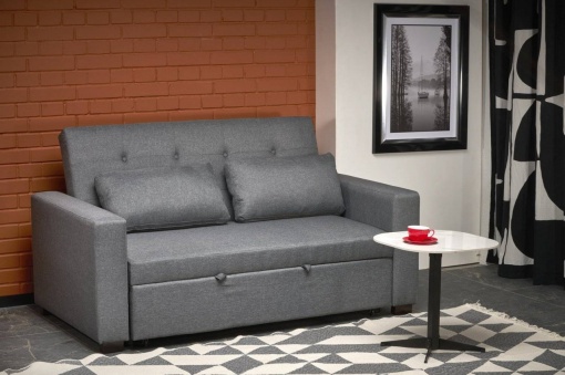 CANAPEA EXTENSIBILA PAULINIO, GRI, TAPITERIE DIN STOFA, STIL MODERN