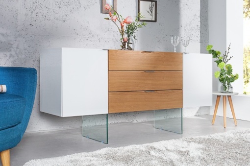 COMODA DESIGN SCANDINAV ONYX 36198 CU PICIOARE DIN STICLA