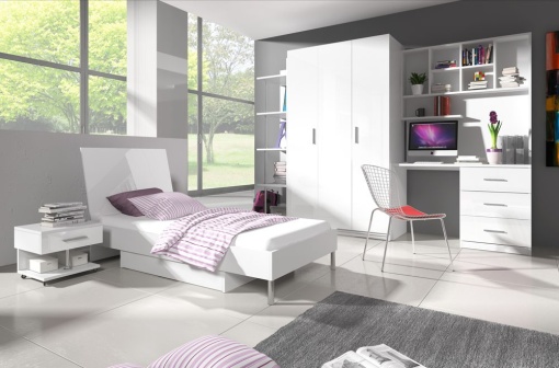 DULAP PENTRU CAMERA COPII RAJ3 KM ALB DESIGN MODERN 3D