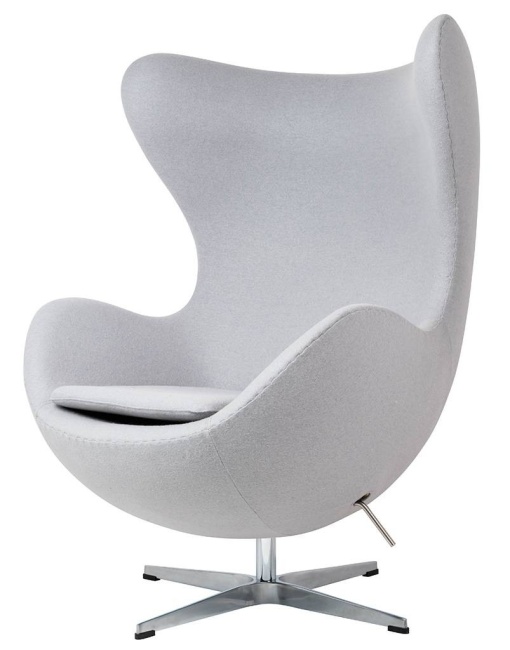 FOTOLIU CONFORTABIL EGG CLASSIC, GRI DESCHIS 18/CROM, DIN CASMIR SI METAL, STIL MODERN B2