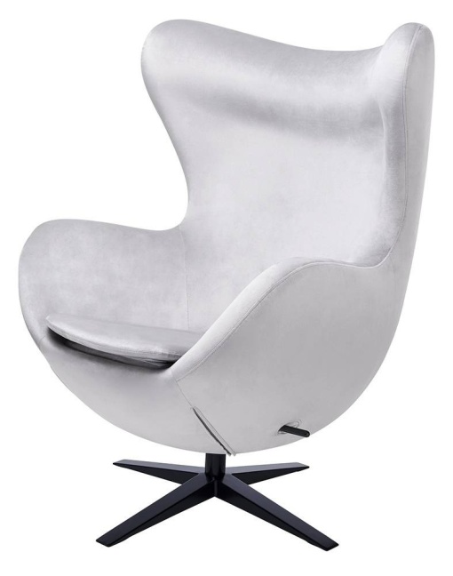 FOTOLIU CONFORTABIL EGG SZEROKI VELVET, GRI DESCHIS 37/NEGRU, DIN CATIFEA SI METAL, STIL MODERN B2