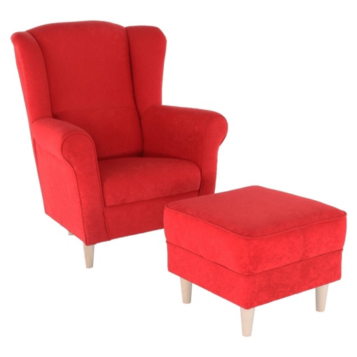 FOTOLIU CU TABURET ASTRID, ROSU, DIN TEXTIL ALOVA, STIL CLASIC, TK