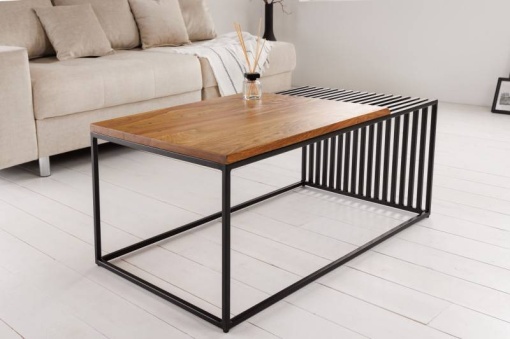 MASUTA DE CAFEA, ARCHITECTURE 100CM, LEMN MASIV SI METAL, COD 43118, MODEL DEOSEBIT