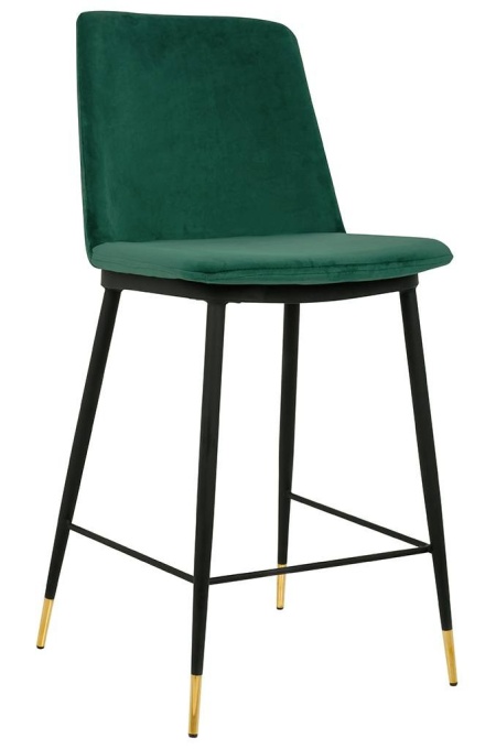 SCAUN DE BAR DIEGO 65 VERDE/NEGRU/AURIU, CU TAPITERIE DIN CATIFEA, B2