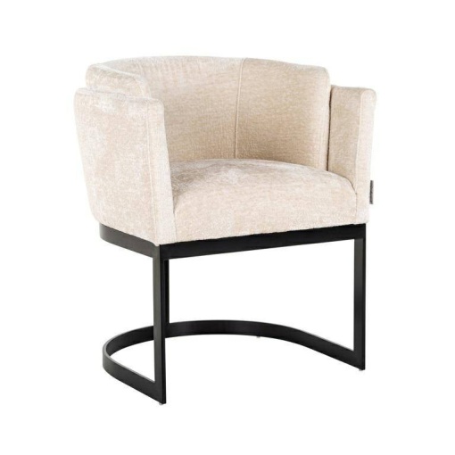 SCAUN DINING EMERSON, ALB/NEGRU, TAPITERIE DIN TESATURA CHENILLE SI PICIOARE DIN METAL, STIL MODERN B2