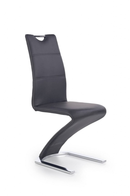 SCAUN DINING K291, NEGRU/CROM, CU TAPITERIE DIN PIELE ECOLOGICA SI PICIOARE DIN METAL, STIL MODERN