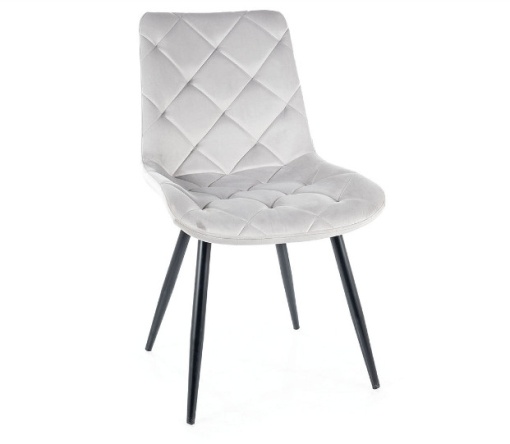 SCAUN DINING RALPH, GRI DESCHIS BLUVEL 03/NEGRU MAT, TAPITERIE DIN CATIFEA SI PICIOARE DIN METAL, STIL MODERN