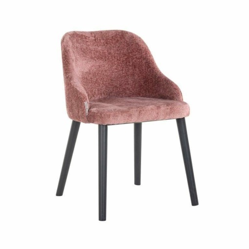 SCAUN DINING TWIGGY, ROZ/NEGRU, TAPITERIE DIN TESATURA CHENILLE SI PICIOARE DE LEMN, STIL MODERN B2