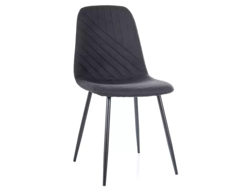 SCAUN DINING TWIST, NEGRU 19/NEGRU MAT, TAPITERIE DIN STOFA SI PICIOARE DIN METAL, STIL MODERN