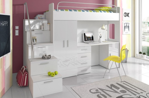 SISTEM MODULAR PENTRU CAMERA COPII ALB RAJ4 KM DESIGN MODERN
