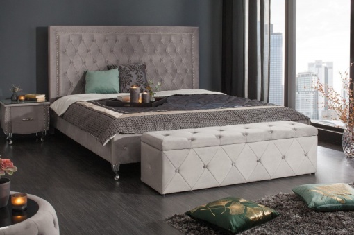 BANCHETA 140CM, EXTRAVAGANCIA ARGINTIE, COD 39768, STIL MODERN CU TAPITERIE DIN CATIFEA