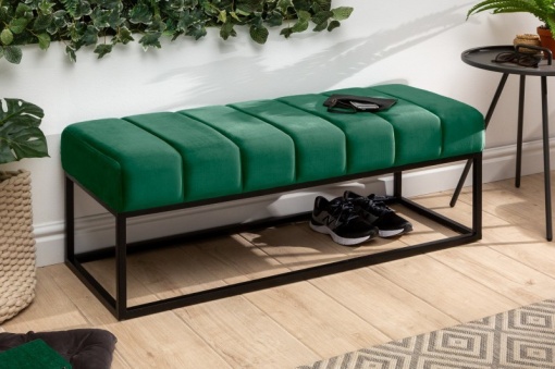 BANCUTA PETIT BEAUTE 110 CM 40316, CU TAPITERIE DIN CATIFEA VERDE SMARALD, STIL MODERN