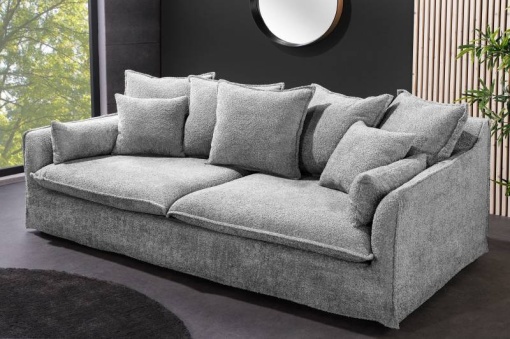 CANAPEA MATERIAL BOUCLE 200CM, TEDDY, CULOARE GRI, DESIGN MODERN, COD 44190