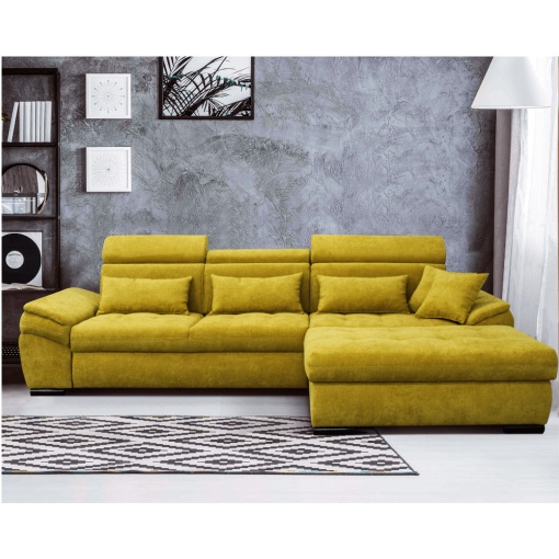 CANAPEA NATIK NEW, MODEL DREAPTA, MUSTAR, DIN TEXTIL ALFA, EXTENSIBIL, SPATIU DEPOZITARE, STIL MODERN, TK