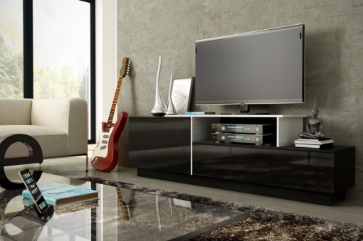 COMODA RTV LIVING SIGMA 3C NEGRU/ALB DESIGN MODERN CM