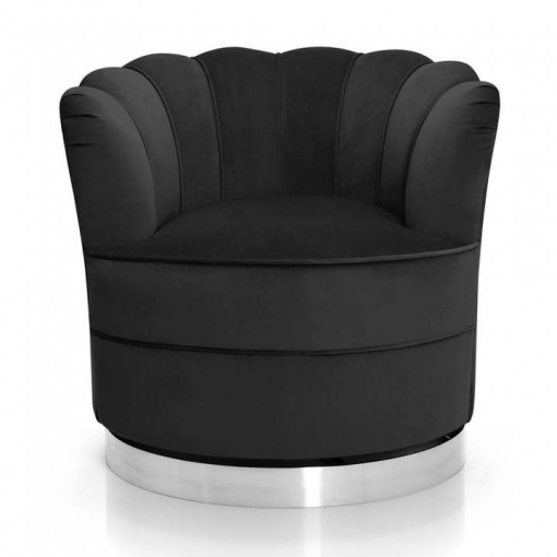 FOTOLIU PIVOTANT SISI, NEGRU/CROM, TAPITERIE DIN CATIFEA SI CADRU DIN METAL, DESIGN MODERN, ATR
