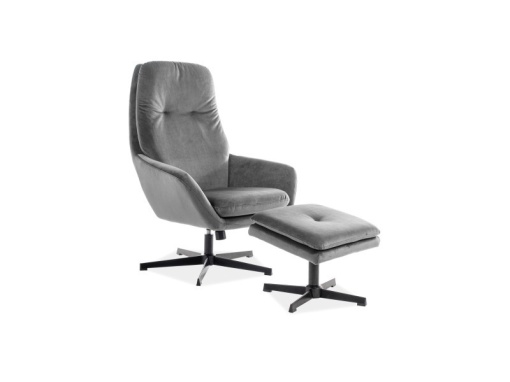FOTOLIU RELAX FORD, GRI BLUVEL 14, CU SUPORT DE PICIOARE, TAPITERIE DIN CATIFEA STIL MODERN SIGNAL